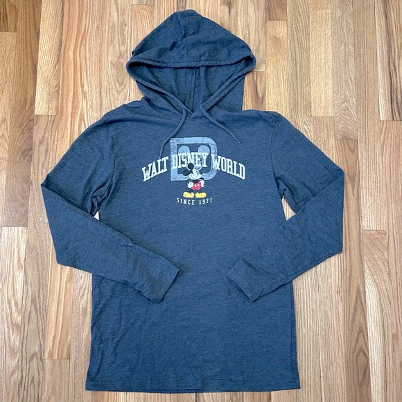 Walt Disney World Mickey Mouse Hooded Sweatshirt Blue Small Long Sleeved Shirt - Picture 1 of 5